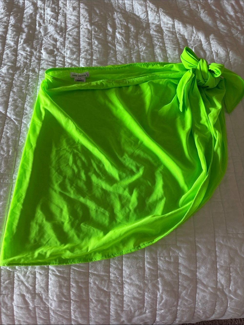 Good American Neon Green Sheer Swim Sarong Coverup